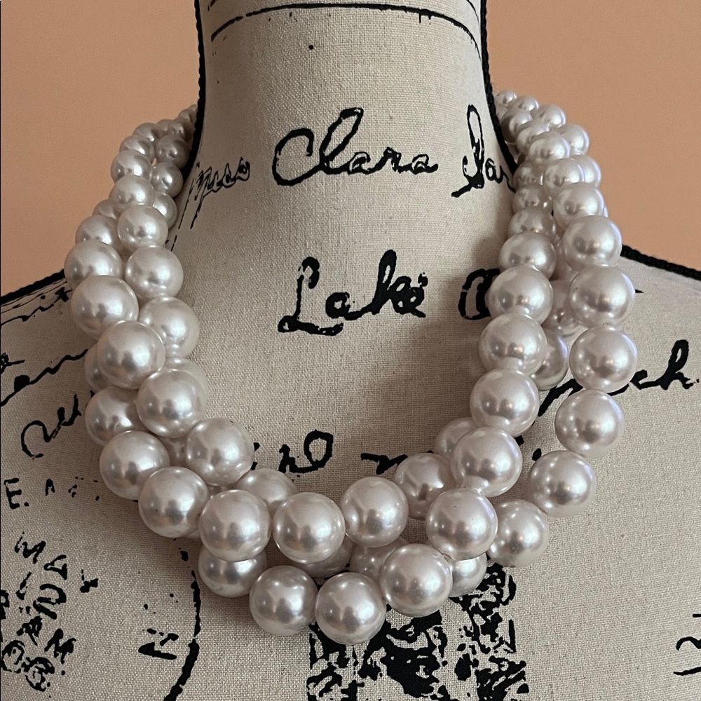3 Strings of Faux White Pearls